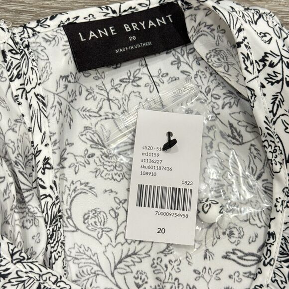 Lane Bryant Puff Sleeve Blouse Size 20 White Single Button Keyhole Closure Femme - Picture 4 of 11